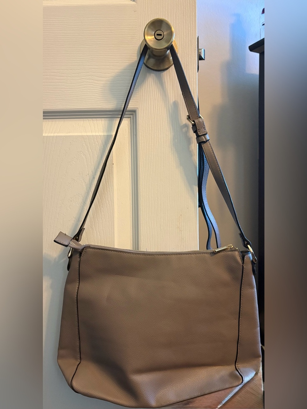 a new day Pebbled Shoulder Bag in Taupe